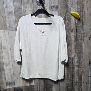 Minibee Cream Linen Blend Top
